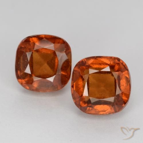 3.30ctw Natural Amber Orange Hessonite Garnet, Cushion, VS