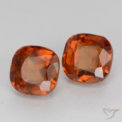 3.30 ctw Orange Hessonite Garnet Stones, Natural Hessonite Garnet in Cushion-Cut Shape for Sale