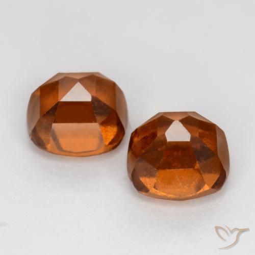 Hessonite Garnet Gemstones in 6 x 6 mm (calibrated) Size for Sale, Hessonite Garnet Stones in Reddish Orange Color