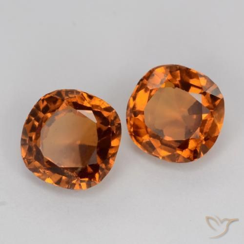 2.26 ctw Orange Hessonite Garnet Stones, Natural Hessonite Garnet in Cushion-Cut Shape for Sale