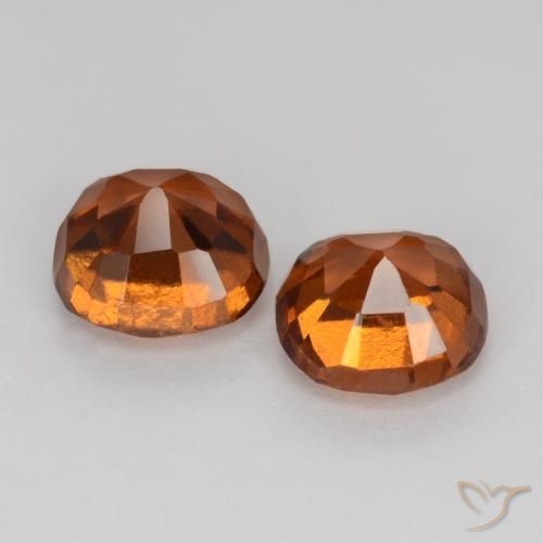 Hessonite Garnet Gemstones in 6 x 6 mm (calibrated) Size for Sale, Hessonite Garnet Stones in Medium-Dark Orange Color
