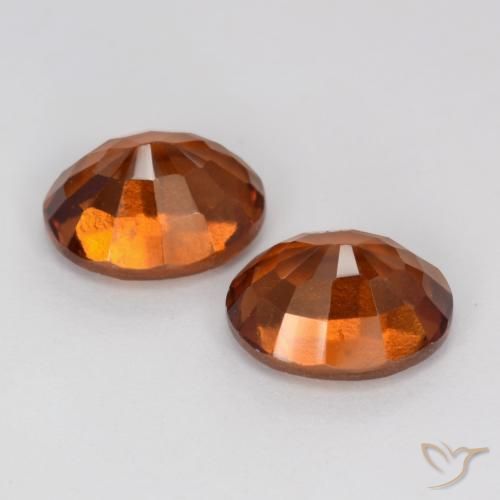 Hessonite Garnet Gemstones in 8.2 x 6.7 mm Size for Sale, Hessonite Garnet Stones in Amber Orange Color