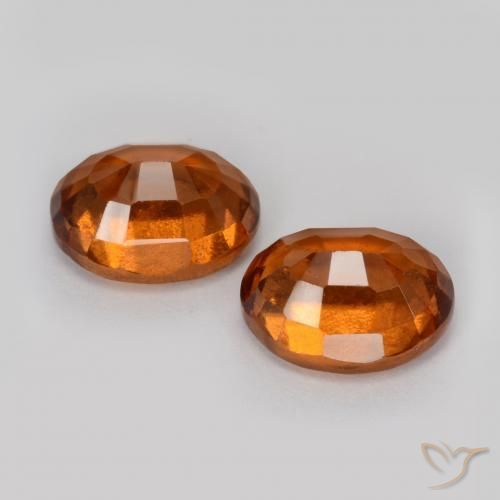 Hessonite Garnet Gemstones in 7.9 x 6.3 mm Size for Sale, Hessonite Garnet Stones in Deep Orange Color