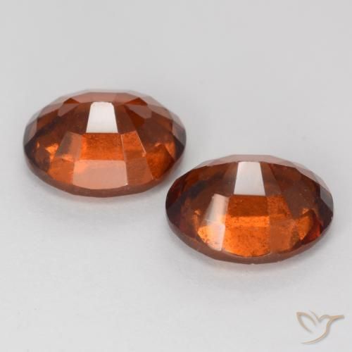 Hessonite Garnet Gemstones in 8.8 x 7.3 mm Size for Sale, Hessonite Garnet Stones in Deep Orange Color