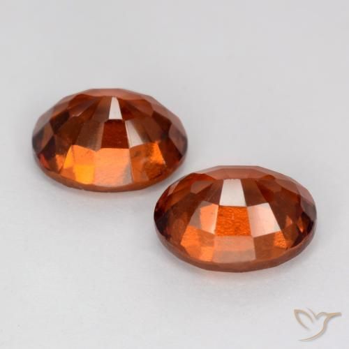 Hessonite Garnet Gemstones in 8.2 x 6.8 mm Size for Sale, Hessonite Garnet Stones in Deep Orange Color