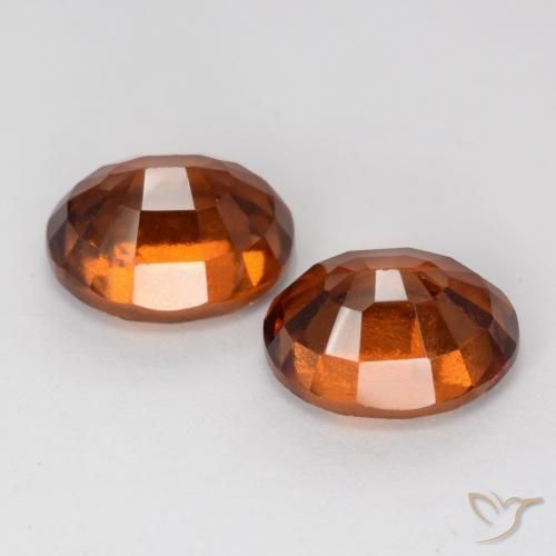 Hessonite Garnet Gemstones in 8.7 x 7.3 mm Size for Sale, Hessonite Garnet Stones in Medium Orange Color