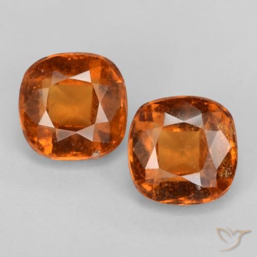 2.91ctw Natural Medium Orange Hessonite Garnet, Cushion, VS