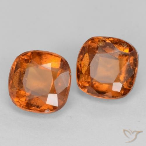 2.91 ctw Orange Hessonite Garnet Stones, Natural Hessonite Garnet in Cushion-Cut Shape for Sale