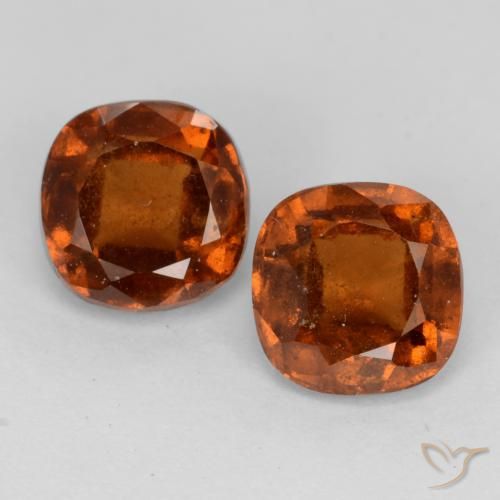 2.64ctw Natural Dark Orange Hessonite Garnet, Cushion, VS