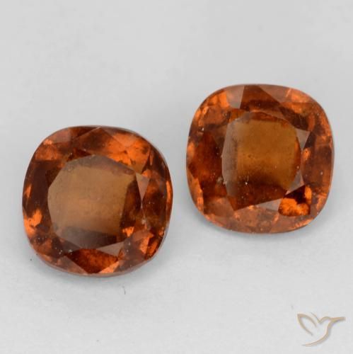 2.64 ctw Orange Hessonite Garnet Stones, Natural Hessonite Garnet in Cushion-Cut Shape for Sale
