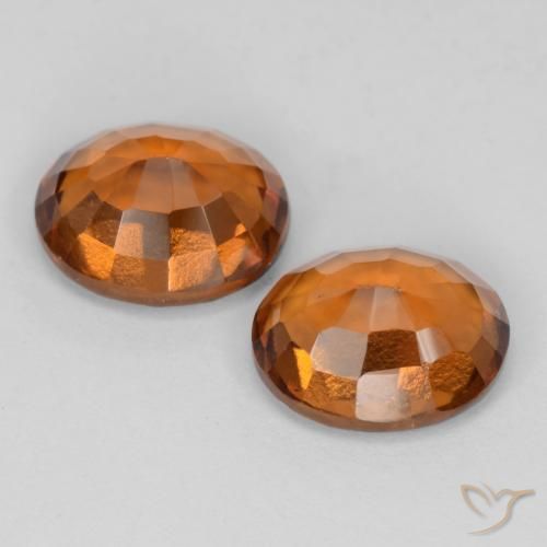 Hessonite Garnet Gemstones in 8.2 x 6.8 mm Size for Sale, Hessonite Garnet Stones in Amber Orange Color