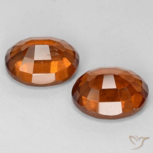 Hessonite Garnet Gemstones in 8 x 6.5 mm Size for Sale, Hessonite Garnet Stones in Deep Orange Color