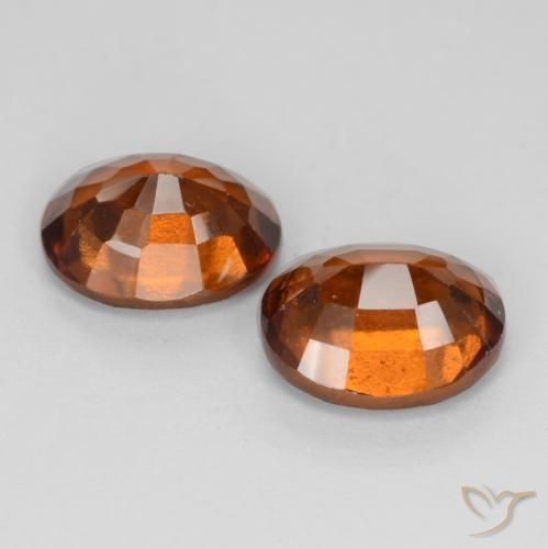 Hessonite Garnet Gemstones in 8.3 x 7 mm Size for Sale, Hessonite Garnet Stones in Deep Orange Color