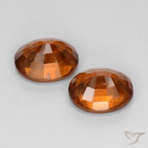 Hessonite Garnet Gemstones in 7.6 x 6.3 mm Size for Sale, Hessonite Garnet Stones in Deep Orange Color