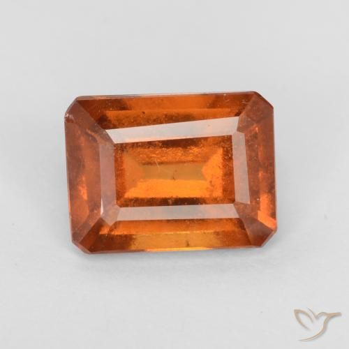1.60ct Natural Deep Orange Hessonite Garnet, Emerald Cut, VS