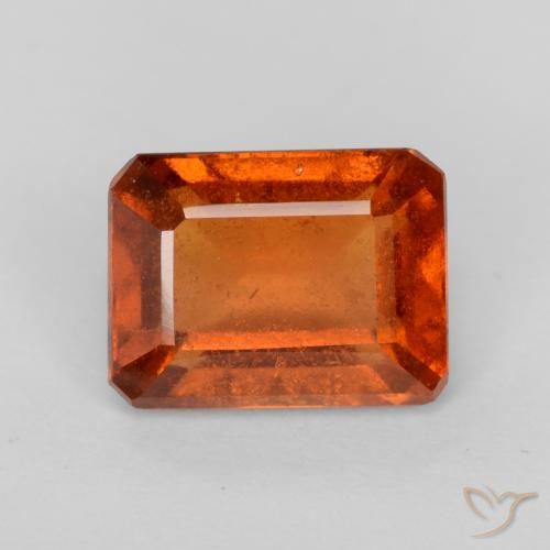 2.09ct Natural Medium Orange Hessonite Garnet, Emerald Cut, VS-SI