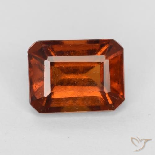 2.11ct Natural Fire Orange Hessonite Garnet, Emerald Cut, VS