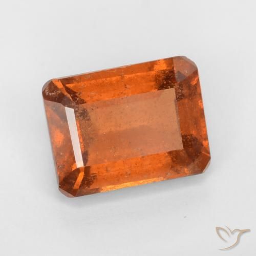 1.97ct Natural Amber Orange Hessonite Garnet, Emerald Cut, VS-SI
