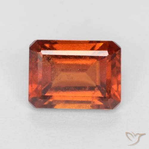 2.00ct Natural Amber Orange Hessonite Garnet, Emerald Cut, VS-SI