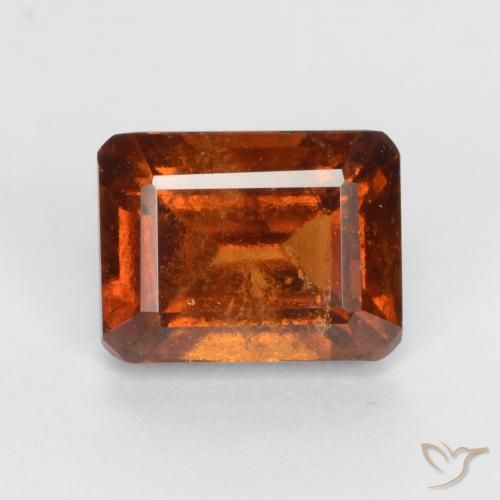 2.11ct Natural Dark Orange Hessonite Garnet, Emerald Cut, VS-SI