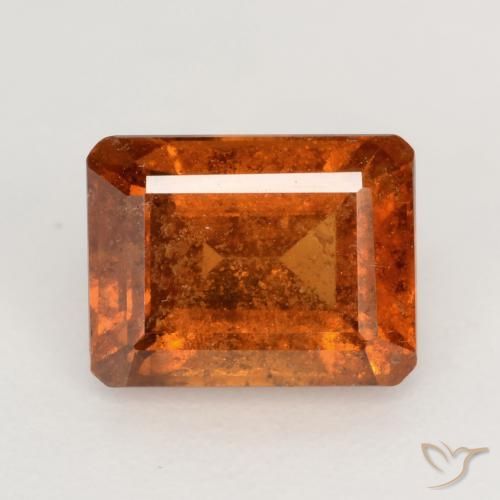 2.12ct Natural Fire Orange Hessonite Garnet, Emerald Cut, SI