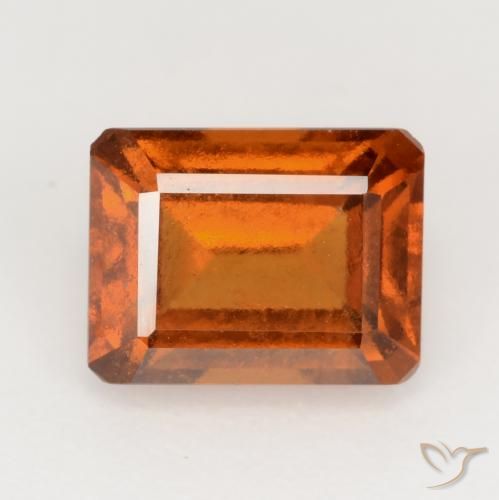 2.15ct Natural Deep Orange Hessonite Garnet, Emerald Cut, VS