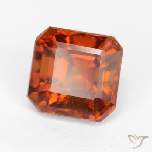1.98ct Natural Deep Orange Hessonite Garnet, Emerald Cut, VVS-VS