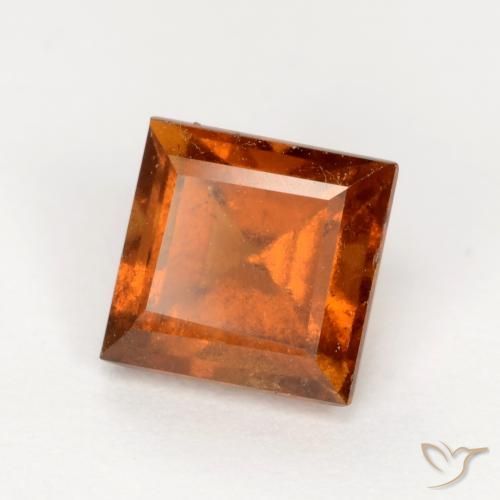 1.57 ct Orange Hessonite Garnet Stone, Natural Hessonite Garnet in Square Facet Shape for Sale