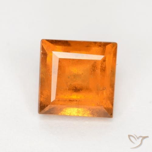 1.42ct Natural Medium Orange Hessonite Garnet, Square, SI