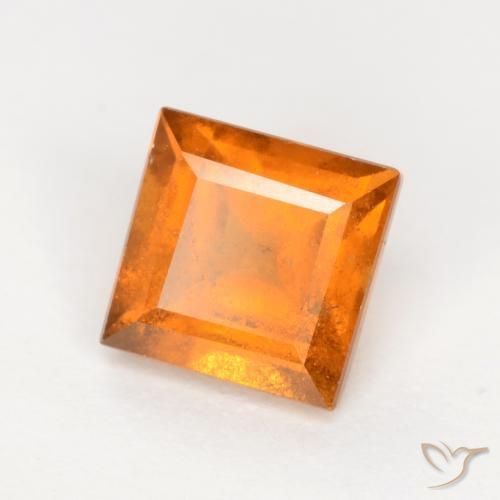 1.42 ct Orange Hessonite Garnet Stone, Natural Hessonite Garnet in Square Facet Shape for Sale