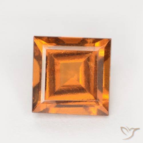 1.30 ct Orange Hessonite Garnet Stone, Natural Hessonite Garnet in Square Facet Shape for Sale