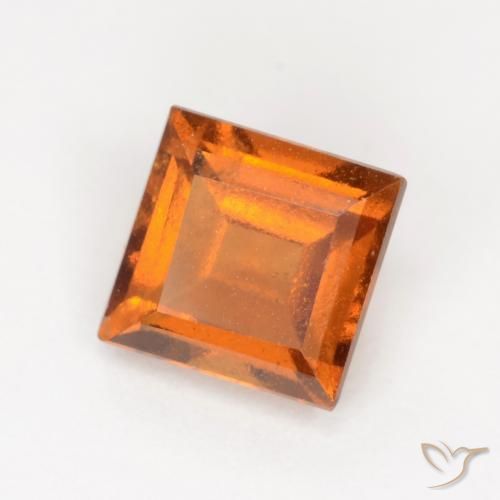 1.29 ct Orange Hessonite Garnet Stone, Natural Hessonite Garnet in Square Facet Shape for Sale