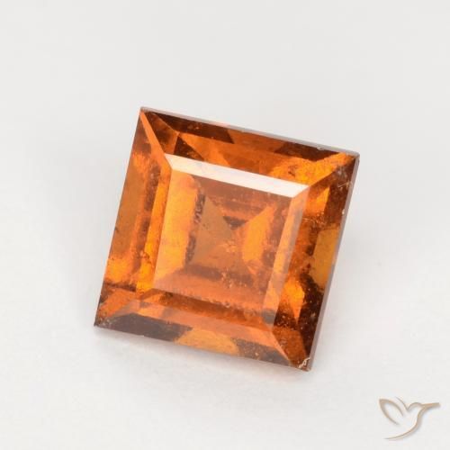1.32 ct Orange Hessonite Garnet Stone, Natural Hessonite Garnet in Square Facet Shape for Sale
