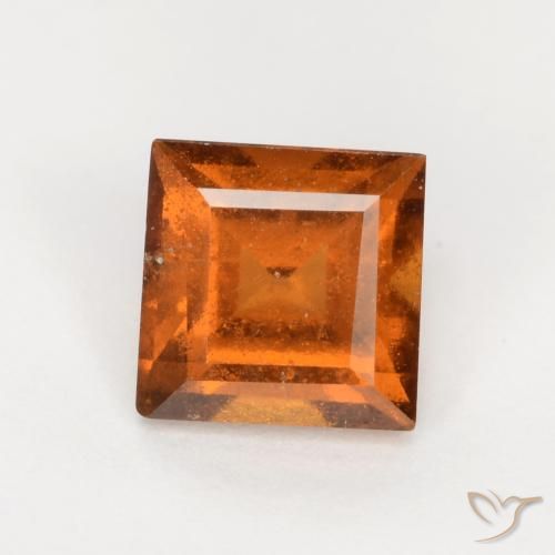 1.37ct Natural Deep Orange Hessonite Garnet, Square, SI