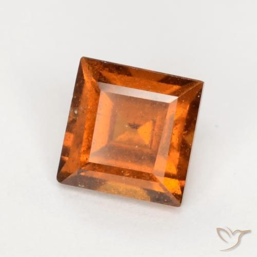 1.37 ct Orange Hessonite Garnet Stone, Natural Hessonite Garnet in Square Facet Shape for Sale