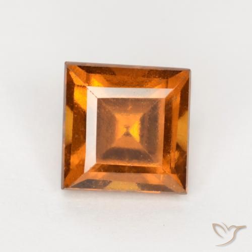1.41ct Natural Deep Orange Hessonite Garnet, Square, VS-SI