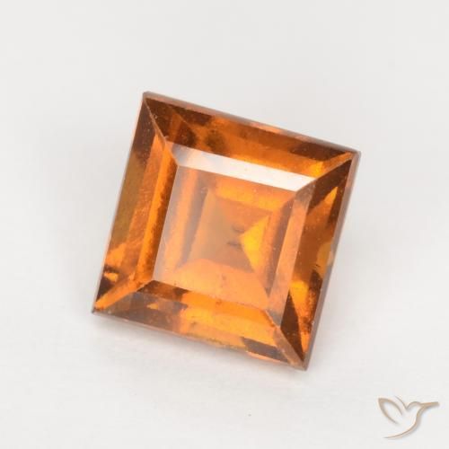 1.41 ct Orange Hessonite Garnet Stone, Natural Hessonite Garnet in Square Facet Shape for Sale