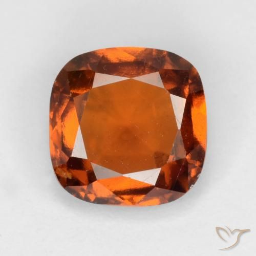 1.62ct Natural Deep Orange Hessonite Garnet, Cushion, VS