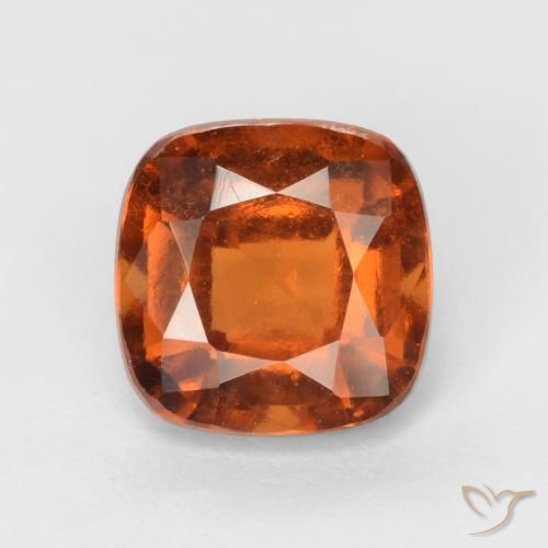 1.95ct Natural Amber Orange Hessonite Garnet, Cushion, VS