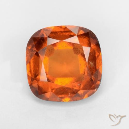 1.78ct Natural Deep Orange Hessonite Garnet, Cushion, VS-SI