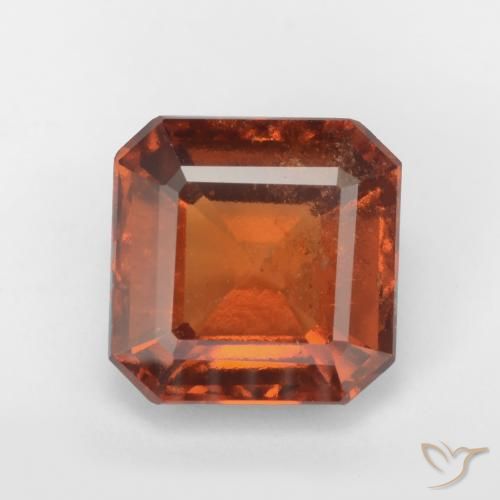 2.21ct Natural Dark Orange Hessonite Garnet, Emerald Cut, SI
