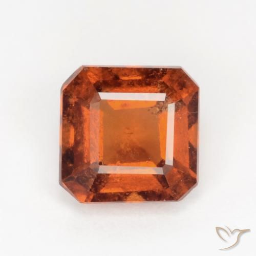 1.80ct Natural Amber Orange Hessonite Garnet, Emerald Cut, SI