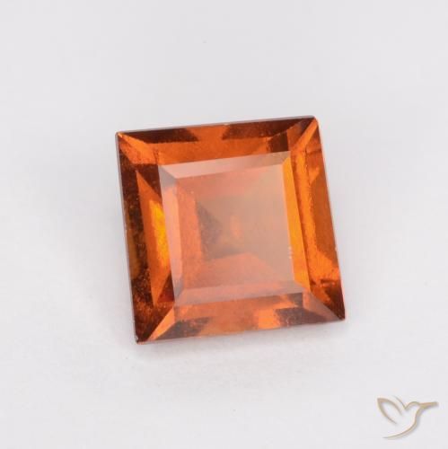 1.34 ct Orange Hessonite Garnet Stone, Natural Hessonite Garnet in Square Facet Shape for Sale