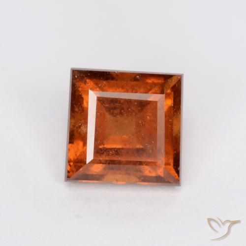 1.64ct Natural Deep Orange Hessonite Garnet, Square, SI