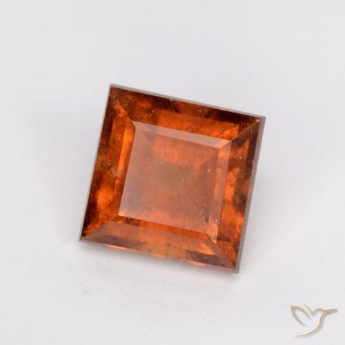 1.64 ct Orange Hessonite Garnet Stone, Natural Hessonite Garnet in Square Facet Shape for Sale