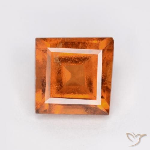 1.28ct Natural Deep Orange Hessonite Garnet, Square, SI