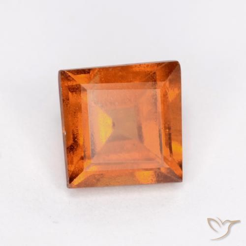 1.28 ct Orange Hessonite Garnet Stone, Natural Hessonite Garnet in Square Facet Shape for Sale