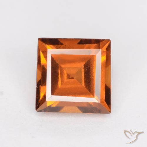 1.40ct Natural Medium Orange Hessonite Garnet, Square, VS
