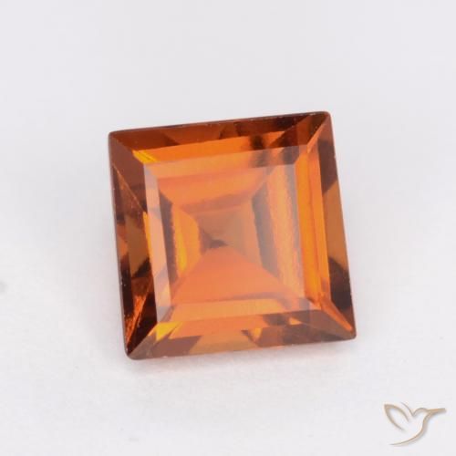 1.40 ct Orange Hessonite Garnet Stone, Natural Hessonite Garnet in Square Facet Shape for Sale