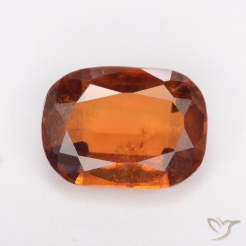 1.67ct Natural Amber Orange Hessonite Garnet, Cushion, VS-SI